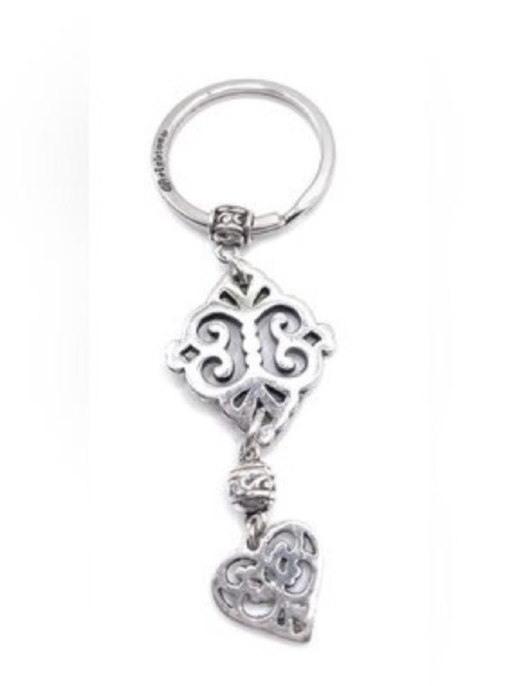 NWOT Brighton Silver Filigree Heart & Ornament Key Ring
